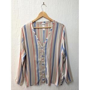 Vintage Hanro Striped Button Up Shirt Top Blouse Quiet Luxury Size Large